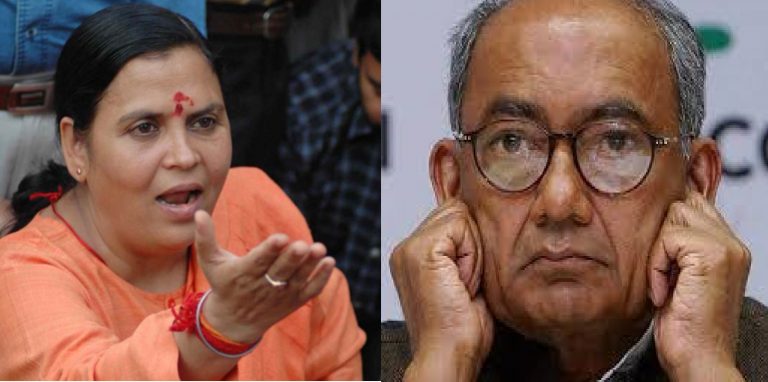 दिग्विजय को लगता है कि आतंकियों के पक्ष में बोलने पर अल्पसंख्यक खुश होगा: उमा भारती