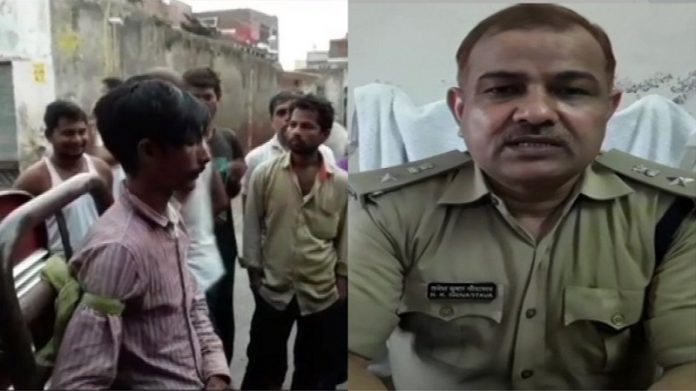 ट्रैक्टर से बाँधकर पिटाई