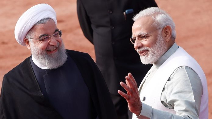 ईरान राष्ट्रपति हसन रूहानी और भारतीय प्रधानमंत्री नरेंद्र मोदी