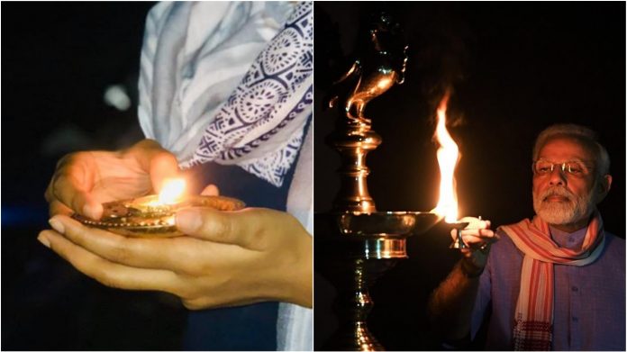 जनता ने मोदी जी के आह्वान पर जलाए दीपक