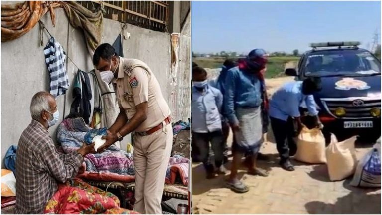 लॉकडाउन के बीच UP पुलिस का दिखा मानवीय चेहरा, किसी को खिलाया खाना तो कहीं पहुँचाया राशन