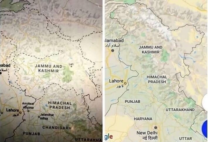 गूगल मैप ने भारत की अंतरराष्ट्रीय सीमाओं में कुछ परिवर्तन किए हैं, जिससे चीन-पाकिस्तान को हो सकती है समस्या
