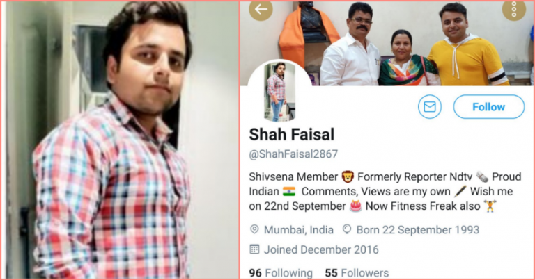 ‘स्वघोषित NDTV रिपोर्टर, शिव सेना सदस्य शाह फैजल ने दी मुस्लिमों द्वारा सामूहिक रेप की धमकी’