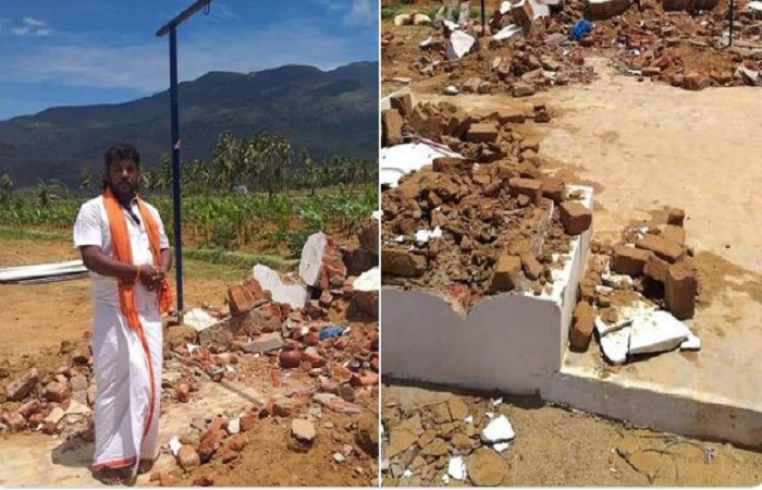 जिस मंदिर पर इस्लामी कट्टरपंथियों ने चलवाया था बुलडोजर, अब हिंदूवादी संगठन करवा रहे उसका फिर से निर्माण