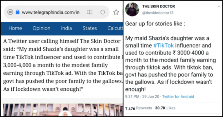 ‘गरीब शाज़िया की टिकटॉकर बेटी’: ‘द स्किन डॉक्टर’ के हास्य-व्यंग्य को ‘द टेलीग्राफ़’ ने मार्मिक रिपोर्ट के रूप में किया प्रकाशित