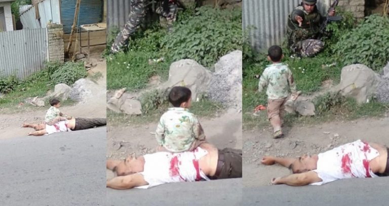 नानाजी के शव पर बैठे बच्चे को सुरक्षाबल के जवान ने बचाया… सोपोर में आतंकी ने गोली मार दी