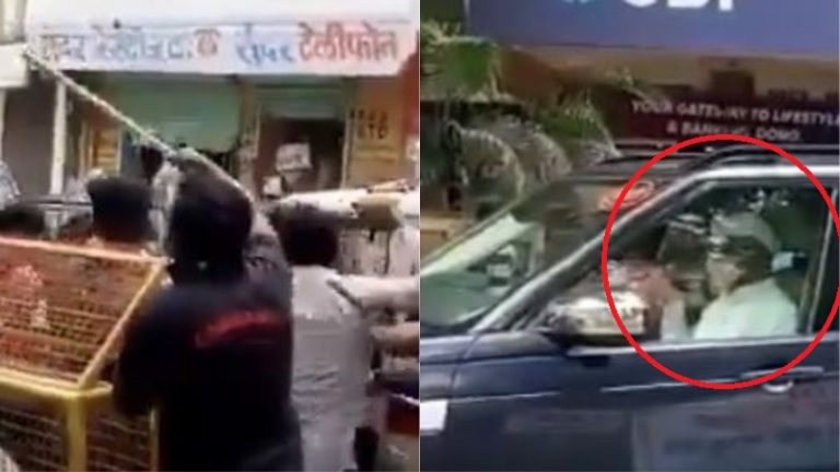 छात्रों को पीटती रही महाराष्ट्र पुलिस, गाड़ी में बैठकर ‘तमाशा’ देखते रहे शिवसेना नेता अब्दुल सत्तार: देखें वीडियो
