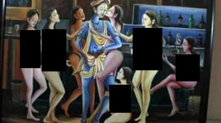 बियर बार में भगवान कृष्ण और बिकनी में 7 युवतियाँ: अकरम हुसैन की पेंटिंग, असम पुलिस ले चुकी है एक्शन