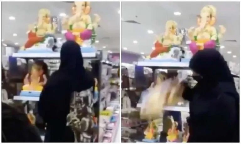 गणेश भगवान की मूर्ति पटक-पटक कर तोड़ रही बुर्का पहने महिला: वीडियो वायरल, इस्लामी कट्टरपंथी मना रहे जश्न