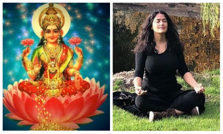 योग के बाद माँ लक्ष्मी में दिखी मशहूर हॉलीवुड अभिनेत्री सलमा हाएक की आस्था