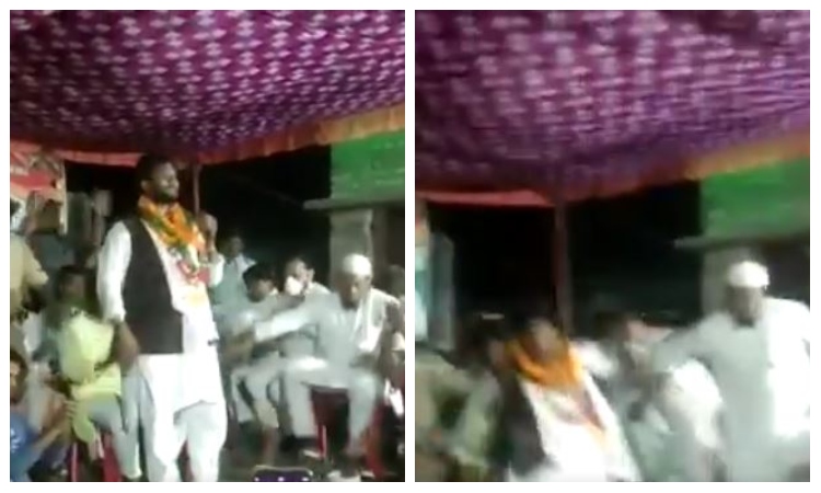 गिरा रहे थे सरकार लेकिन खुद ही गिर पड़े कॉन्ग्रेसी उम्मीदवार उस्मानी, सोशल मीडिया पर लोगों ने जमकर लिए मजे: वीडियो वायरल