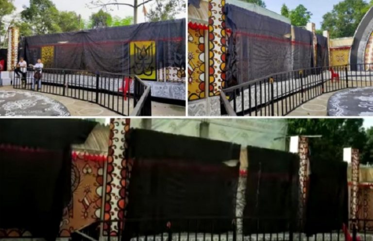 दुर्गा पूजा पंडाल को काले कपड़ों से ढक दिया झारखंड सरकार ने, BJP नेता की शिकायत पर फिर से लौटी रौनक