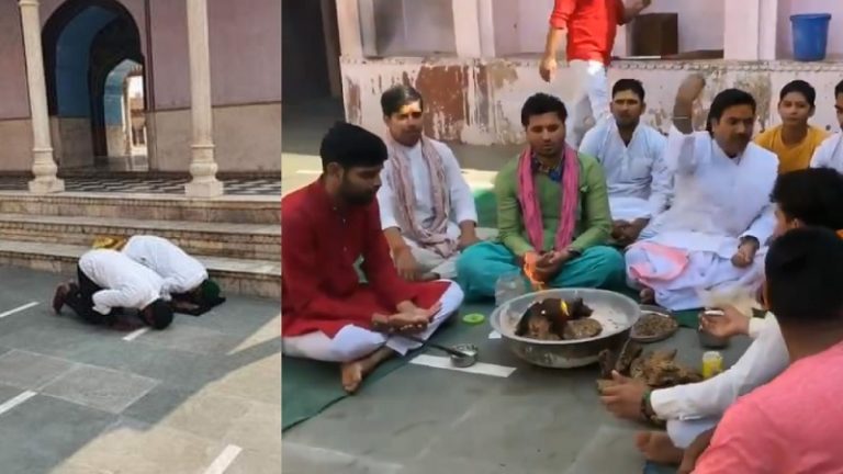 मथुरा के नंदबाबा मंदिर का गंगाजल से शुद्धिकरण: जबरन घुस कर पढ़ी गई नमाज, संतों ने पूछा – ‘मस्जिद में आरती होगी?’