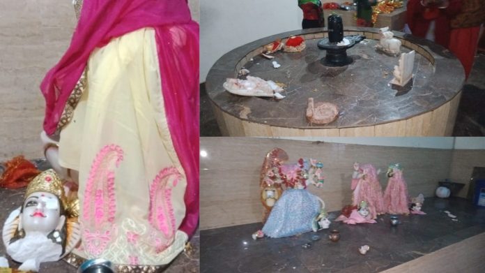 दिल्ली, बेगमपुर मंदिर पर हमला, मूर्ति खंडित