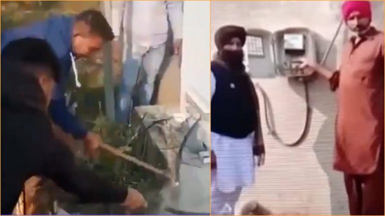 पंजाब में किसान कुल्हाड़ी से काट रहे हैं Jio टॉवर का बिजली कनेक्शन, देखें वीडियो