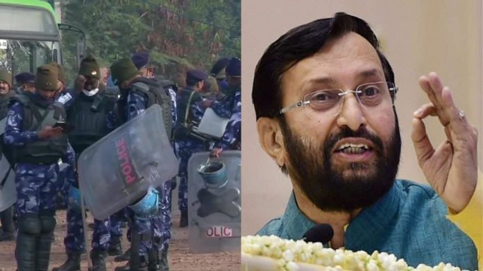 सिंघु बॉर्डर पर RAF तैनात, प्रकाश जावड़ेकर