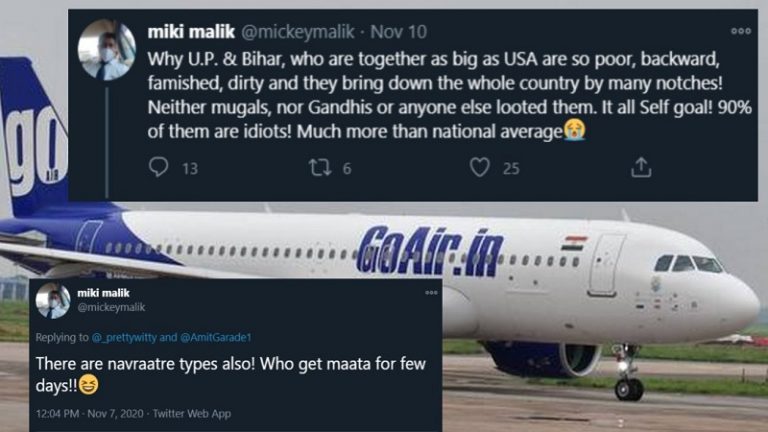 ‘UP-बिहार के 90% लोग बेहूदे, माँ लक्ष्मी लुटेरों के साथ रहती हैं’: GoAir का हिंदू-विरोधी पायलट, गई नौकरी