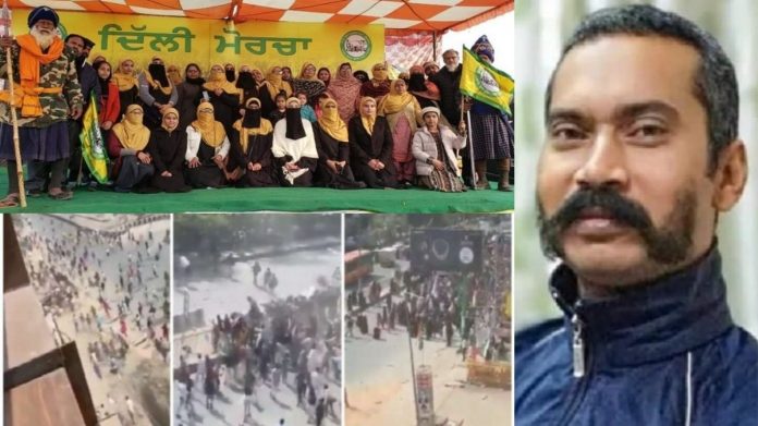 किसान आंदोलन में बुर्काधारी महिलाएँ