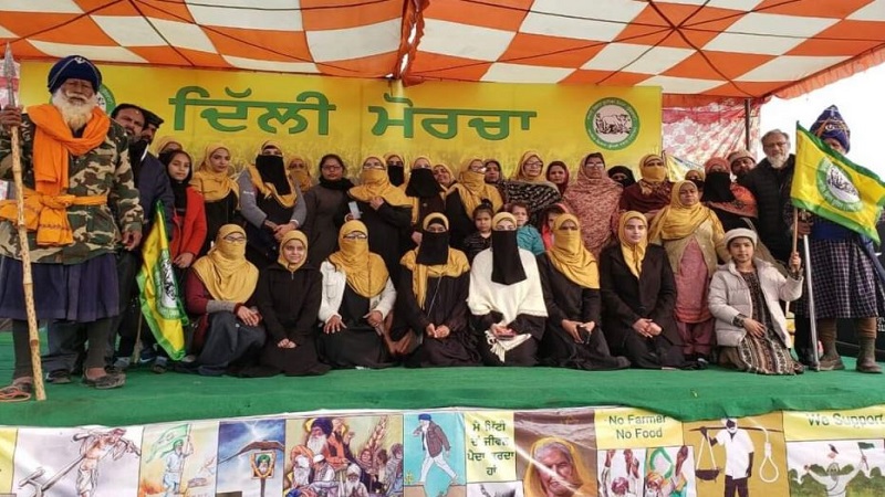किसान आंदोलन में बुर्काधारी महिलाएँ