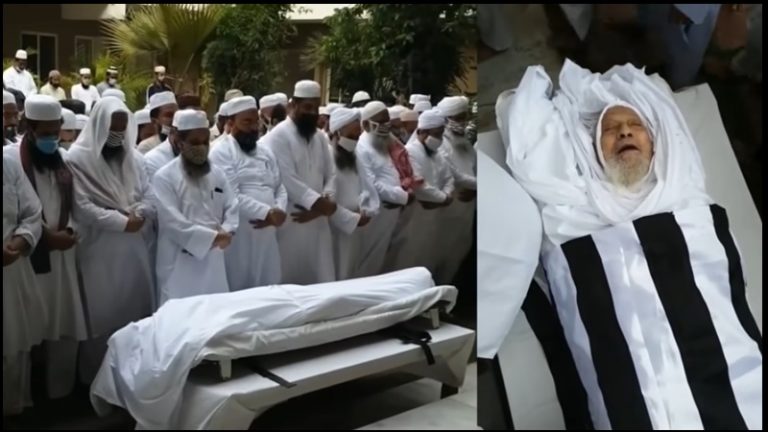 जमीयत उलेमा-ए-हिन्द के अध्यक्ष कारी उस्मान का कोरोना से निधन: जनाजे में भारी भीड़, किट के बाहर शव, देखें वीडियो