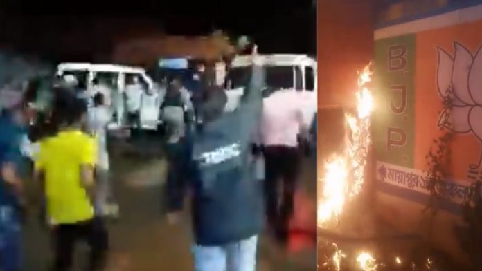 बंगाल, हिंसा, नतीजों, शुभेंदु, भाजपा दफ्तर