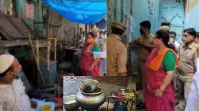 मंदिर के चबूतरे पर बिरयानी, कानपुर