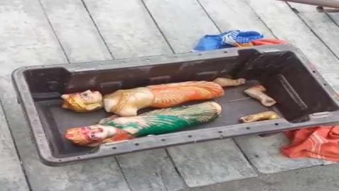 बेतिया मंदिर, प्रतिमाओं, खंडित
