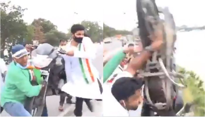 बाइक को झील में फेंक दिया कॉन्ग्रेसियों ने… क्योंकि उनके नेताओं ने मोदी सरकार का विरोध करने बोला: देखें वीडियो