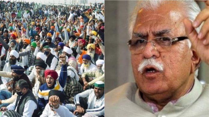 किसान आंदोलन, सीएम मनोहरलाल खट्टर