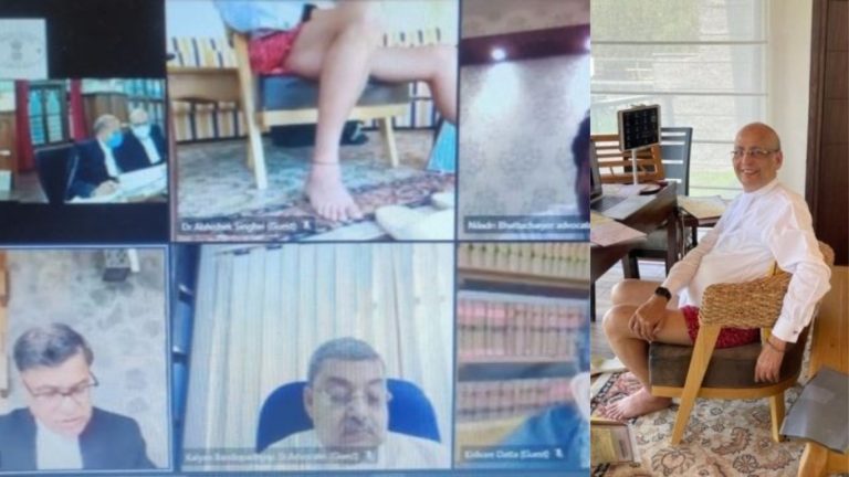 कोर्ट की चल रही थी वचुर्अल सुनवाई, अचानक कैमरे पर बिना पैंट के दिखे कॉन्ग्रेस नेता अभिषेक मनु सिंघवी
