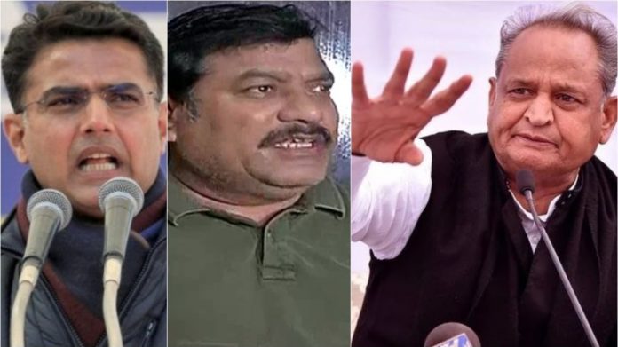 सचिन पायलट, वेद प्रकाश सोलंकी और प्रदेश मुख्यमंत्री अशोक गहलोत