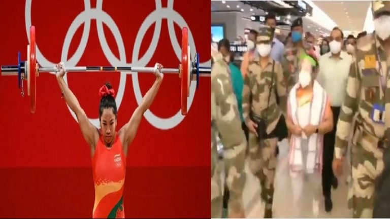 देश लौटीं मीराबाई चानू, भारत माता की जय-वन्दे मातरम् से गूँजा एयरपोर्ट: क्या पीछे-पीछे आएगा गोल्ड?