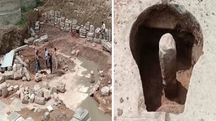 उज्जैन के महाकाल मंदिर परिसर में खुदाई, मिला शिवलिंग और भगवान विष्णु की मूर्ति