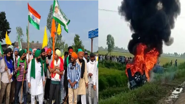 डिप्टी सीएम के कार्यक्रम से पहले लखीमपुर में बवाल: भाजपा नेताओं को गाड़ी से निकालकर पीटा, भारी पुलिस बल तैनात; दो की मौत
