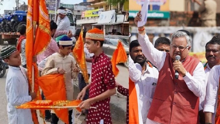पहले उखाड़ फेंका था ध्वज, अब कवर्धा के पंडालों में भगवा लगा रहे मुस्लिम, 1000 के खिलाफ FIR दर्ज: पूर्व CM रमन सिंह भी पहुँचे