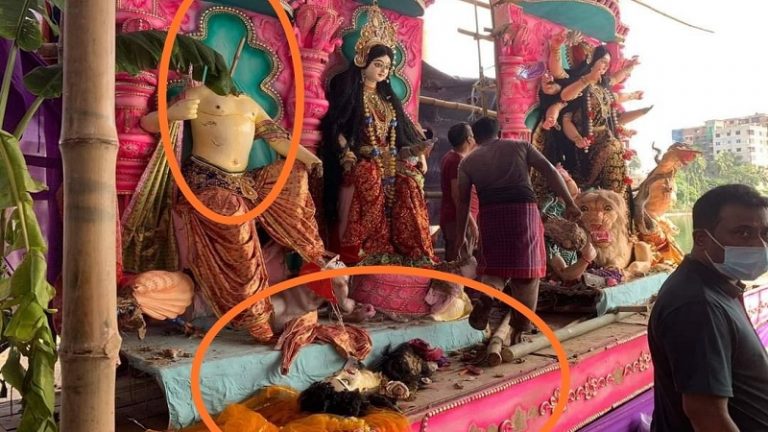 ‘दुर्गा पूजा में कुरान का अपमान’: झूठी अफवाह के बाद मुस्लिमों की भीड़ ने उखाड़ा पंडाल, प्रतिमाओं को तोड़ कर फेंका
