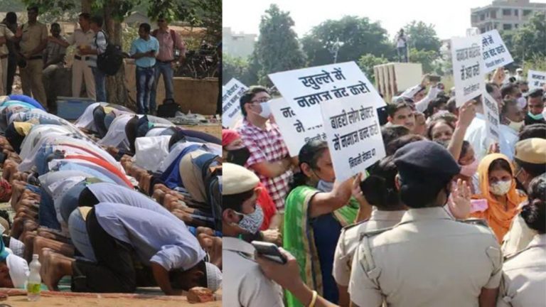 खुले में सड़क पर नमाज पढ़ने से परेशान हिंदू, गुरुग्राम में लगातार चौथे सप्ताह भजन-कीर्तन कर किया विरोध प्रदर्शन