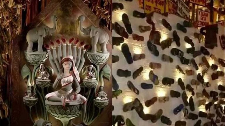 कोलकाता में दुर्गा पूजा पंडाल को जूतों से सजाने पर BJP-VHP ने जताई आपत्ति, आयोजकों ने कहा- किसान आंदोलन के थीम पर बना है पंडाल