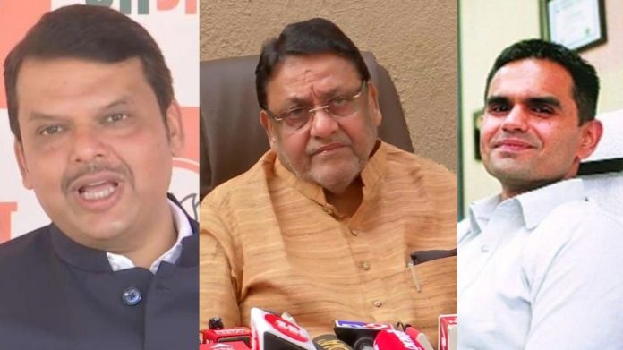 समीर वानखेड़े, फडणवीस, नवाब मलिक