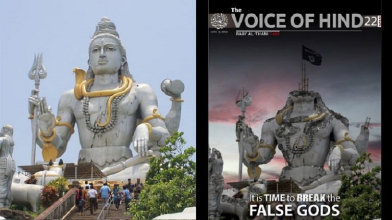 भगवान शिव की खंडित मूर्ति, धड़ गायब कर टाँग दिया ISIS का झंडा: आतंकी संगठन ने देवताओं के ध्वंस की दी धमकी