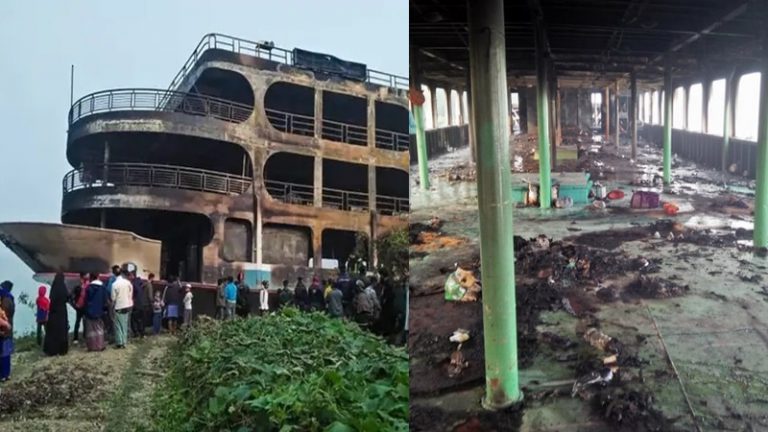 3 मंजिला फेरी में बीच नदी लगी आग, 39 की मौत; कुछ जिंदा जले-कुछ डूब मरे: बांग्लादेश की घटना, 1000 थे सवार
