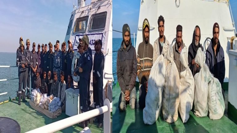 पाकिस्तानी नाव से ₹400 करोड़ की 77 किलोग्राम हेरोइन जब्त, 6 गिरफ्तार : तटरक्षक बल और गुजरात ATS की संयुक्त कार्रवाई