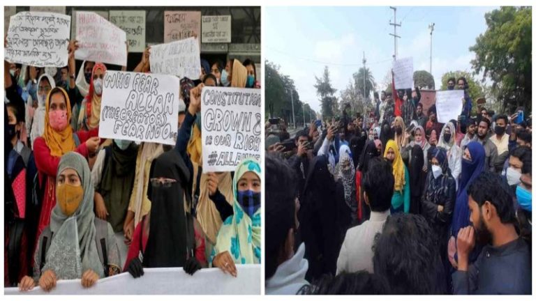 ‘हिजाब पहनने से रोकना छात्राओं का अपमान’: AMU में लगे अल्लाह-हू-अकबर के नारे, कोलकाता में 500 छात्र-छात्राओं का समर्थन में प्रदर्शन