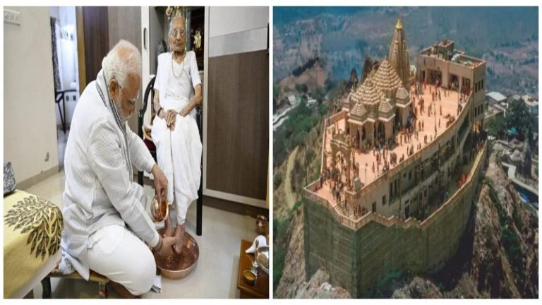 माँ का आशीर्वाद ले PM मोदी लहराएँगे 500 साल बाद उस मंदिर पर पताका, जिसे मुस्लिम आक्रांता महमूद बेगड़ा ने तोड़ दिया था