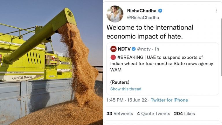 UAE ने 4 महीने के लिए सस्पेंड किया भारत से गेहूँ निर्यात: NDTV की खबर पर लिबरल गिरोह की उछल-कूद, यहाँ जानिए असली माजरा