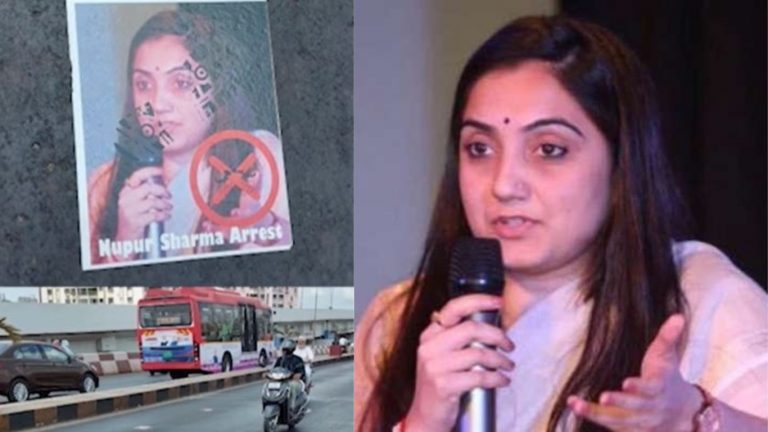 नूपुर शर्मा की जुबान काटने पर ₹1 करोड़ का ऐलान: सूरत में सड़क पर बिछाए पोस्टर, फोटो पर क्रॉस और जूते के निशान