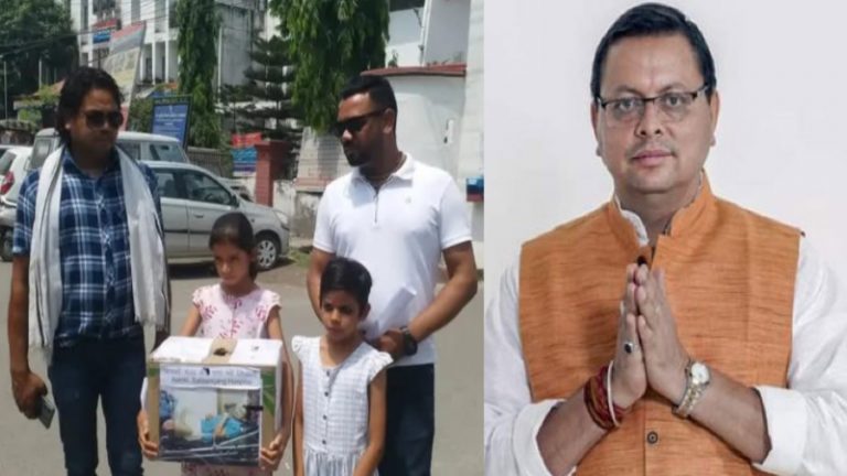 पिता को हुआ ब्रेन हैमरेज तो चंदा इकट्ठा करने सड़क पर निकली थी बेटियाँ, वायरल तस्वीर देख CM धामी ने उठाया गोपाल शर्मा के इलाज का बीड़ा