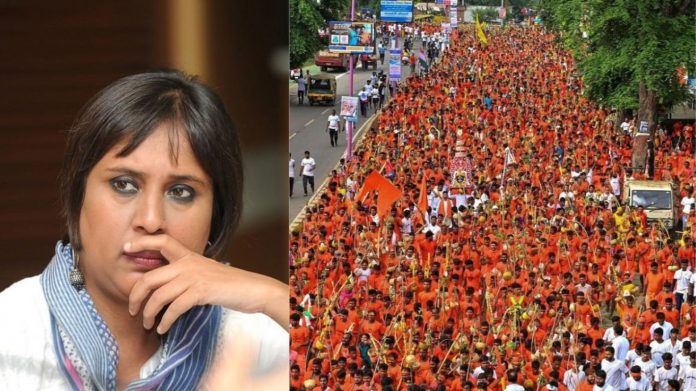 बरखा दत्त काँवड़िया पुष्प वर्षा