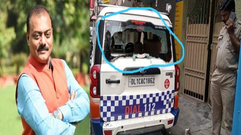 नवीन जिंदल की सुरक्षा में खड़ी पुलिस वैन का शीशा टूटा: BJP नेता (पूर्व) ने बताया जिहादियों की हरकत, पुलिस ने नकारा