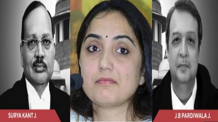 नुपूर शर्मा, जस्टिस सूर्यकांत, जस्टिस परदीवाला
